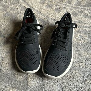 CROCS Women’s Black and White Lace-Up Sneakers